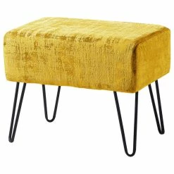 Home Soft Things Textured Velvet Ottoman, Sulphur, 19"x13"x17"