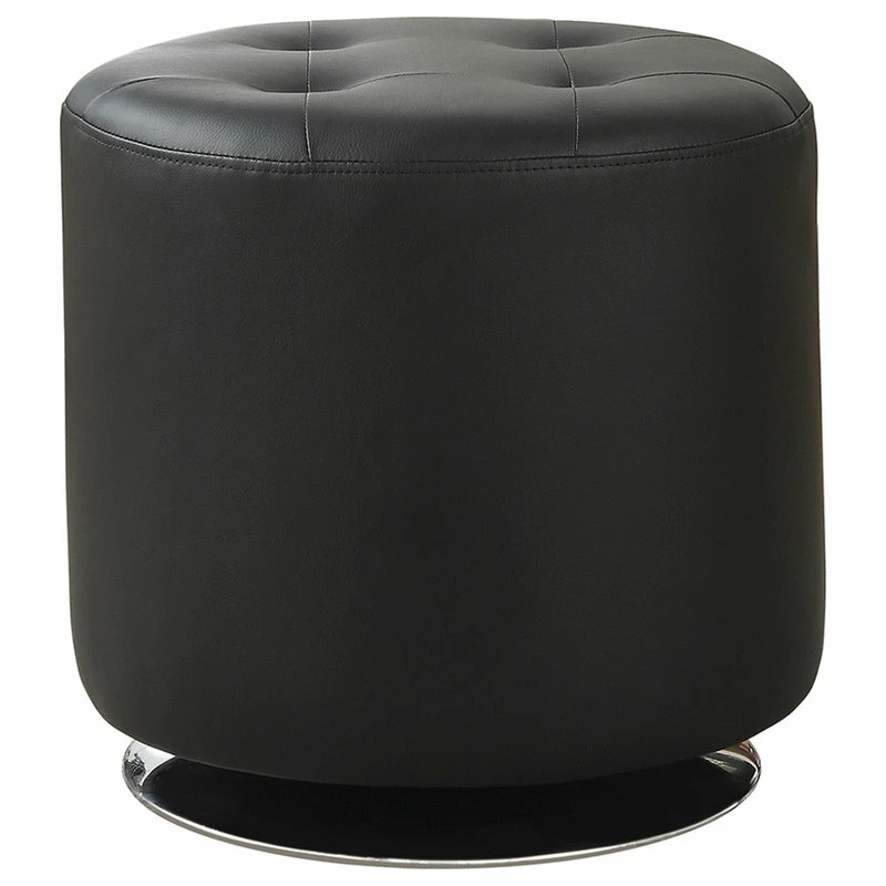 Coaster Home Furnishings Round Leatherette Upholstered Ottoman, Black 3 Coaster Home Furnishings Round Leatherette Upholstered Ottoman, Black