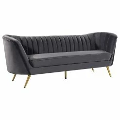 Meridian Furniture Margo Velvet Sofa, Gray