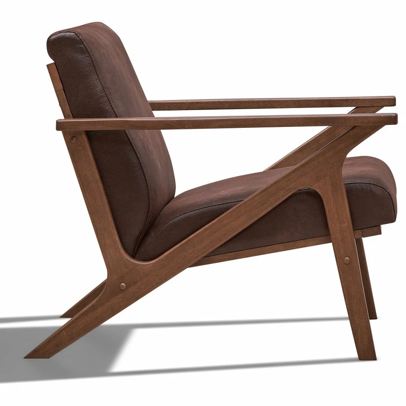 Omax Decor Zola Lounge Chair, Brown/Walnut 4 Omax Decor Zola Lounge Chair, Brown/Walnut - Image 2