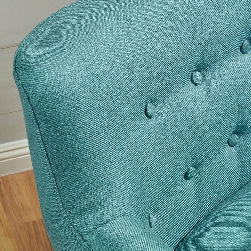 GDFStudio GDF Studio Madeira Buttoned Mid Century Modern Dark Teal Fabric Club Chair, Dark 5 GDFStudio GDF Studio Madeira Buttoned Mid Century Modern Dark Teal Fabric Club Chair, Dark - Image 3