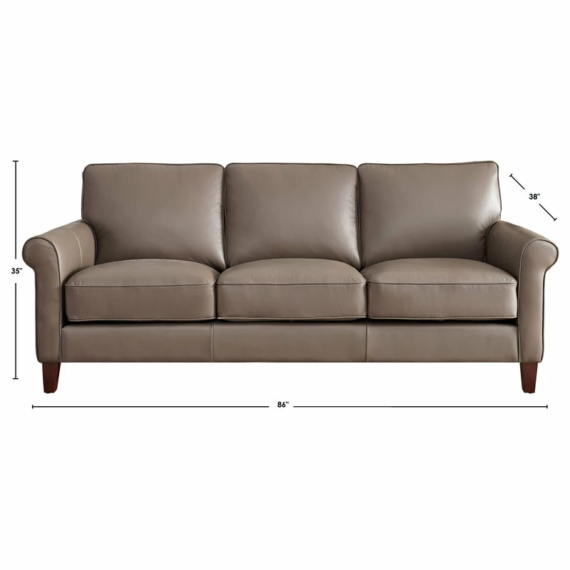 Hydeline USA Hydeline Laguna 100% Leather Sofa, Taupe 6 Hydeline USA Hydeline Laguna 100% Leather Sofa, Taupe - Image 4