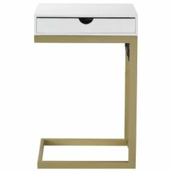 Loft Lyfe Demetrius C-Table With Drawer, USB Port & Wall Plug, White/Gold -GDF sofa Shop 9b2194390e9f6c18 3162 w800 h800 b1 p0