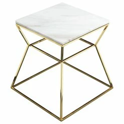 Pangea Home Gold Geo Marble Top Side Table, White -GDF sofa Shop 9b616da6087e7237 7388 w800 h800 b1 p0