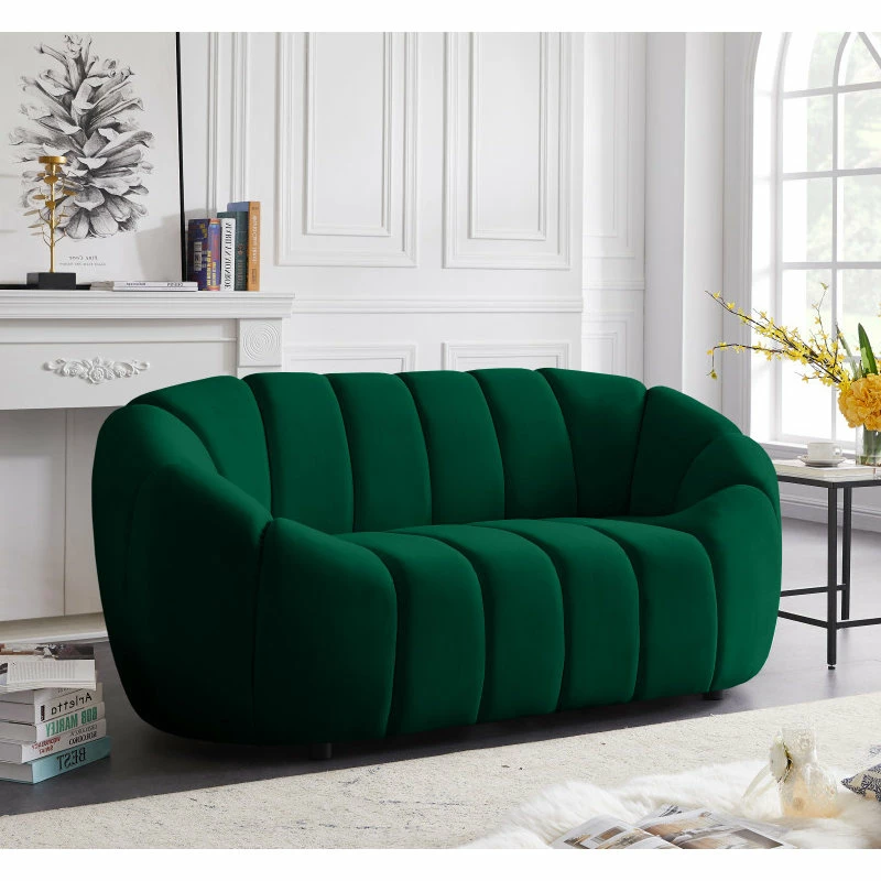 Meridian Furniture Elijah Velvet Upholstered Loveseat, Green 4 Meridian Furniture Elijah Velvet Upholstered Loveseat, Green - Image 2