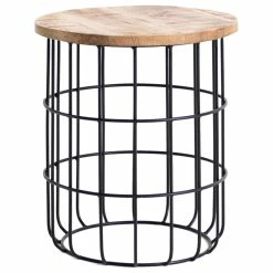 Madeleine Home Inc. Auxon Designer Cage Side Table, Natural & Black
