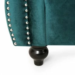 GDFStudio Bauman Modern Glam Channel Stitch Loveseat With Nailhead Trim, Teal + Dark Brown -GDF sofa Shop 9be109de00e60c28 2840 w800 h800 b0 p0