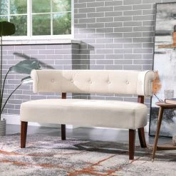 Jennifer Taylor Home Jared Roll Arm Tufted Bench Settee, Sky Neutral Beige Polyester Yarn-Dyed 15 Jennifer Taylor Home Jared Roll Arm Tufted Bench Settee, Sky Neutral Beige Polyester Yarn-Dyed -GDF sofa Shop 9db14b9a0195943f 4305 w800 h800 b0 p0