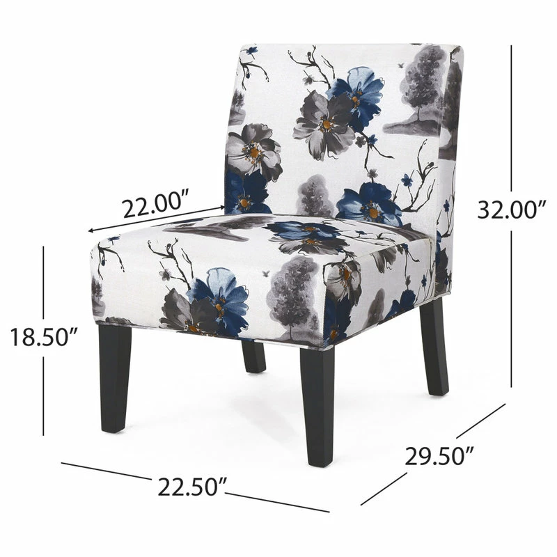 GDFStudio GDF Studio Kendal Fabric Grand Accent Chair, Print/Matte Black 5 GDFStudio GDF Studio Kendal Fabric Grand Accent Chair, Print/Matte Black - Image 3
