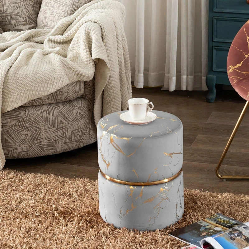 Duhome Elegant Lifestyle Luxury Hot Stamped Velvet Ottoman, Grey 3 Duhome Elegant Lifestyle Luxury Hot Stamped Velvet Ottoman, Grey - Image 2