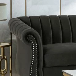 GDFStudio Olga Modern Glam Velvet 3 Seater Sofa, Black, Dark Brown -GDF sofa Shop 9fe198100f906677 3727 w800 h800 b0 p0