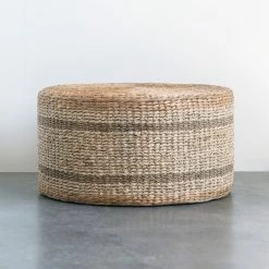 CREATIVE CO-OP Brown Striped Round Water Hyacinth And Seagrass Ottoman/Table -GDF sofa Shop a091e8690ea2dbbc 1734 w800 h800 b0 p0