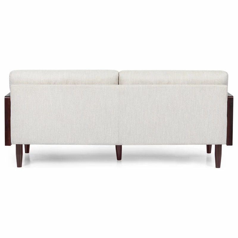 GDFStudio Bagan Mid-Century Modern Upholstered 3 Seater Sofa, Beige + Dark Walnut 10 GDFStudio Bagan Mid-Century Modern Upholstered 3 Seater Sofa, Beige + Dark Walnut - Image 8