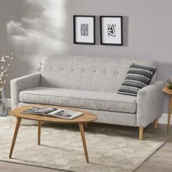 GDFStudio GDF Studio Stratford Mid Century Modern Fabric 3-Seat Sofa, Light Gray Tweed -GDF sofa Shop a0f1000301e529bc 4477 w800 h800 b0 p0