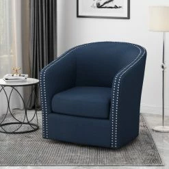 GDFStudio Jaymee Fabric Swivel Chair, Blue And Black -GDF sofa Shop a101dd040f907509 3355 w800 h800 b0 p0