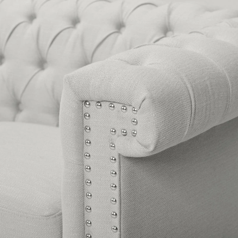 GDFStudio Spencer Tufted Chesterfield Fabric 3 Seater Sofa 10 GDFStudio Spencer Tufted Chesterfield Fabric 3 Seater Sofa - Image 8