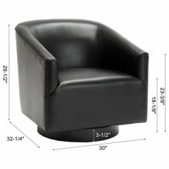 Comfort Pointe Geneva Charcoal Wood Base Swivel Chair, Black -GDF sofa Shop a1c132580e500f03 1611 w800 h800 b1 p0