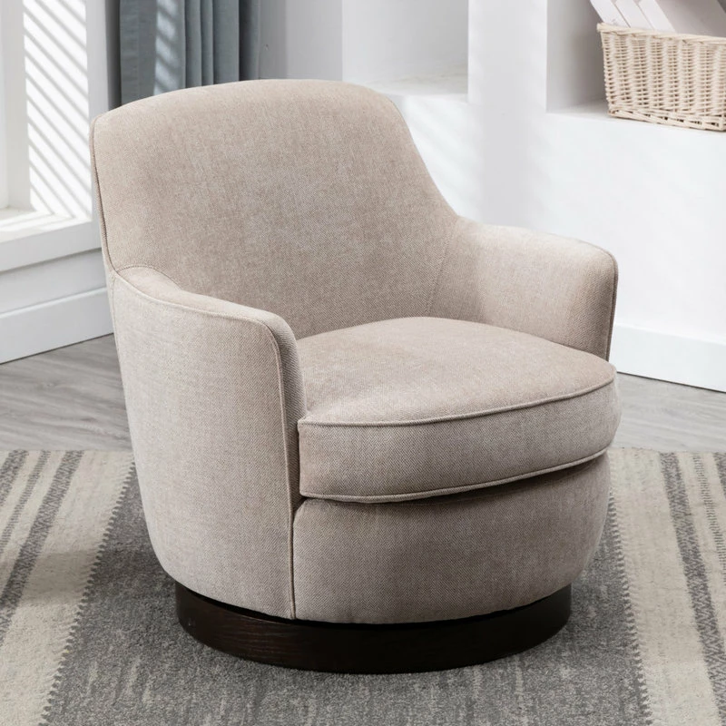 Comfort Pointe Reese Oatmeal Wood Base Swivel Chair 4 Comfort Pointe Reese Oatmeal Wood Base Swivel Chair - Image 2