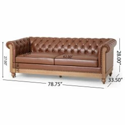 GDFStudio Kinzie Chesterfield Tufted 3 Seater Sofa With Nailhead Trim, Cognac, Pu -GDF sofa Shop a211bb1900e60c50 3860 w800 h800 b1 p0