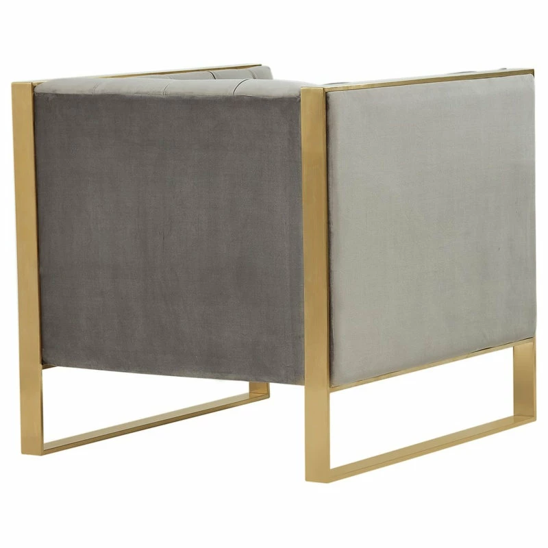 Vig Furniture Inc. Divani Casa Carlos Modern Gray Velvet And Gold Accent Chair 5 Vig Furniture Inc. Divani Casa Carlos Modern Gray Velvet And Gold Accent Chair - Image 4