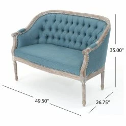 GDFStudio GDF Studio Megan Classical Tufted Loveseat, Blue, Fabric -GDF sofa Shop a361889401c4472b 9143 w800 h800 b1 p0