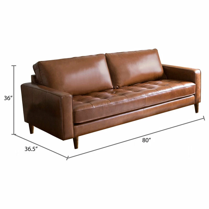 Abbyson Living Hammond Mid-Century Leather Stationary Sofa, Camel 9 Abbyson Living Hammond Mid-Century Leather Stationary Sofa, Camel - Image 7
