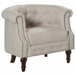 Rosevera Corporation Argenziano Chesterfield Chair, Beige