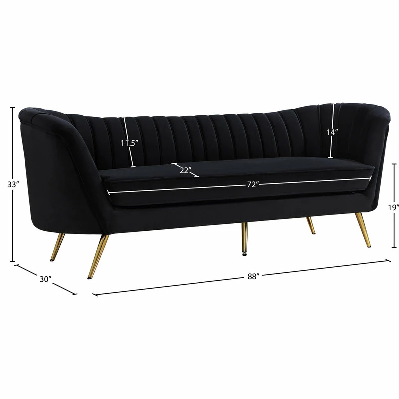 Meridian Furniture Margo Velvet Sofa, Black 8 Meridian Furniture Margo Velvet Sofa, Black - Image 6