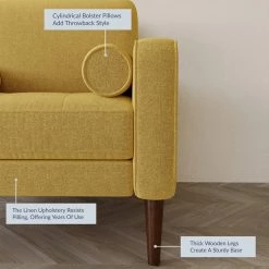 Belleze Erik Accent Chair Tufted Linen With Bolster Pillows, Yellow -GDF sofa Shop a481a34f025e701d 2771 w800 h800 b0 p0