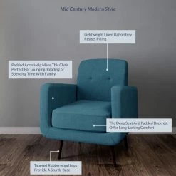 Belleze Hasting Arm Accent Chair Comfy Fabric Upholstered Tufted Single Sofa, Blue -GDF sofa Shop a4b17251031aefd2 2240 w800 h800 b0 p0