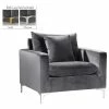 Meridian Furniture Naomi Velvet Chair, Gold And Chrome Leg Set, Gray -GDF sofa Shop a4e14b85027411b2 8687 w800 h800 b1 p0