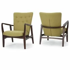 GDFStudio GDF Studio Suffolk French Style Fabric Arm Chairs, Wasabi, Set Of 2
