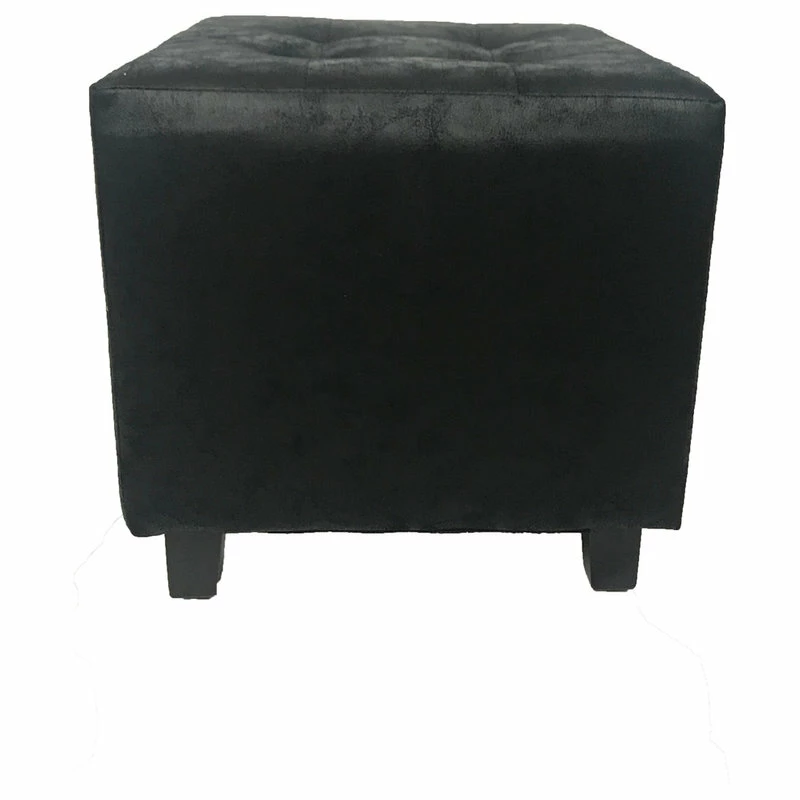 Lux Home Taylor Antique Square Ottoman Black 4 Lux Home Taylor Antique Square Ottoman Black - Image 2