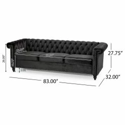 GDFStudio Spencer Tufted Chesterfield Velvet 3 Seater Sofa, Black/Dark Brown 15 GDFStudio Spencer Tufted Chesterfield Velvet 3 Seater Sofa, Black/Dark Brown -GDF sofa Shop a501e665022ebe04 5701 w800 h800 b1 p0