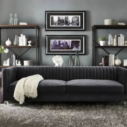 TOV Furniture Aviator Velvet Sofa - Gray -GDF sofa Shop a54161be00e46f87 5151 w800 h800 b0 p0