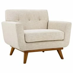 LexMod Engage Upholstered Fabric Armchair, Beige