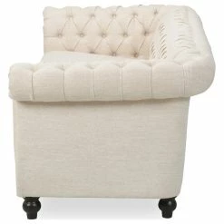 GDFStudio Adetokunbo Tufted Chesterfield Fabric 3 Seater Sofa, Beige/Dark Brown -GDF sofa Shop a7314ed30f906e8a 5498 w800 h800 b1 p0