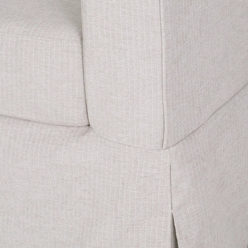 GDFStudio Bainville Fabric 3 Seater Sofa With Skirt, Light Beige Stripe + Walnut 7 GDFStudio Bainville Fabric 3 Seater Sofa With Skirt, Light Beige Stripe + Walnut - Image 5