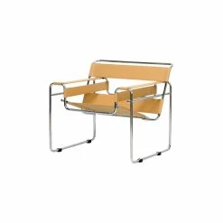 Baxton Studio Jericho Leather Mid-Century Modern Accent Chair, Tan