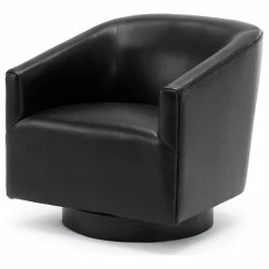 Comfort Pointe Geneva Charcoal Wood Base Swivel Chair, Black