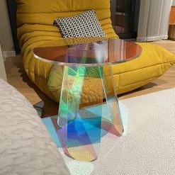 HOMARY Acrylic End Table Clear Round Side Table Iridescent Accent Table -GDF sofa Shop a9b1bd85030350f0 2023 w800 h800 b0 p0