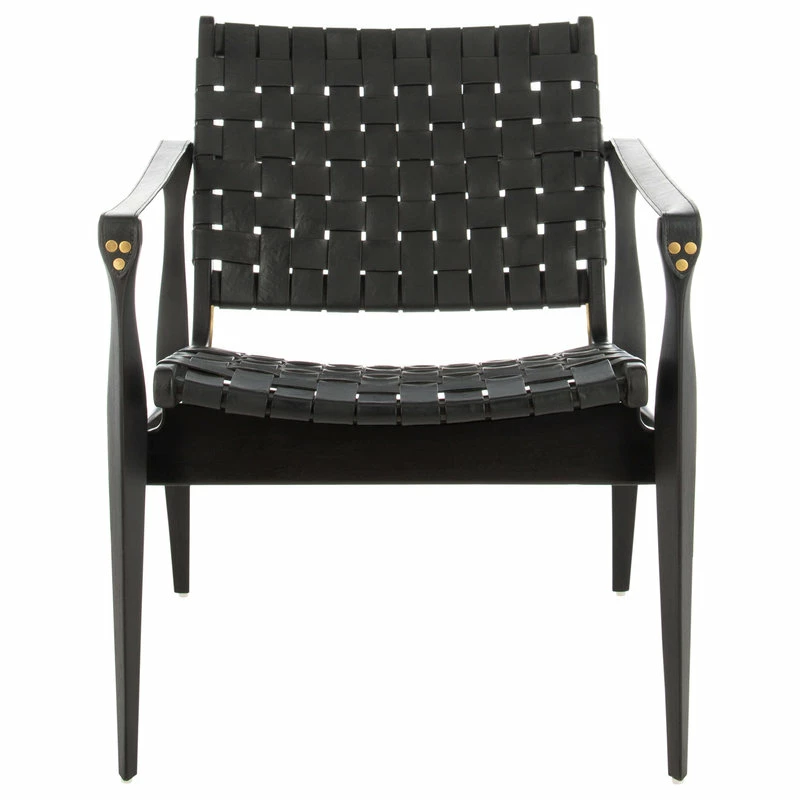 Safavieh Dilan Leather Safari Chair, Black/Black 3 Safavieh Dilan Leather Safari Chair, Black/Black