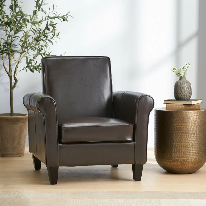 GDFStudio GDF Studio Larkspur Modern Design Leather Club Chair, Brown 4 GDFStudio GDF Studio Larkspur Modern Design Leather Club Chair, Brown - Image 2