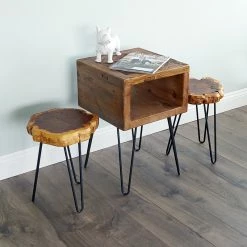 Welland Industries LLC Unique Shape Natural Wood Stump Rustic Surface Side Table, 16" -GDF sofa Shop ab712c730cb8b790 9921 w800 h800 b0 p0
