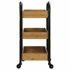 Oceanstar Design Portable Storage Cart With 3 Easy Removable Bamboo Trays -GDF sofa Shop ab71db11096e9758 8894 w800 h800 b1 p0