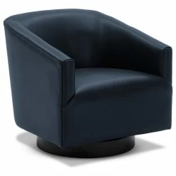 Comfort Pointe Geneva Charcoal Wood Base Swivel Chair, Midnight Blue