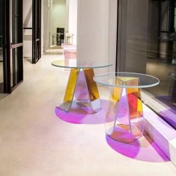 HOMARY Acrylic End Table Clear Round Side Table Iridescent Accent Table -GDF sofa Shop ac311376030350ef 2023 w800 h800 b0 p0
