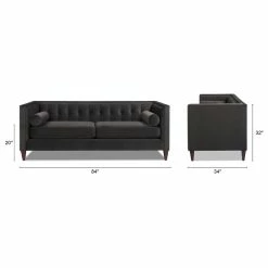 Jennifer Taylor Home Jack 84" Modern Tuxedo Tufted Sofa, Charcoal Gray Velvet -GDF sofa Shop ac411c460ee7db1f 6614 w800 h800 b1 p0