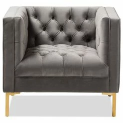 Baxton Studio Zanetta Velvet Upholstered Gold Lounge Chair, Gray -GDF sofa Shop ac6157c40d9c9429 2407 w800 h800 b1 p0
