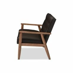 Baxton Studio Sorrento Retro Upholstered Wooden 2-Seater Loveseat, Brown Faux Leather -GDF sofa Shop ad31934a06f0566d 0315 w800 h800 b1 p0